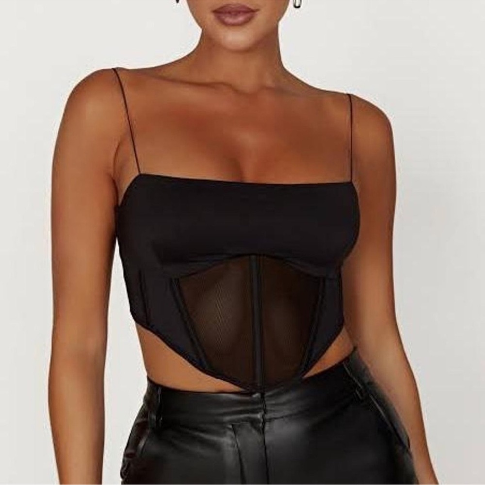 Meshki Black Crop Corset Top